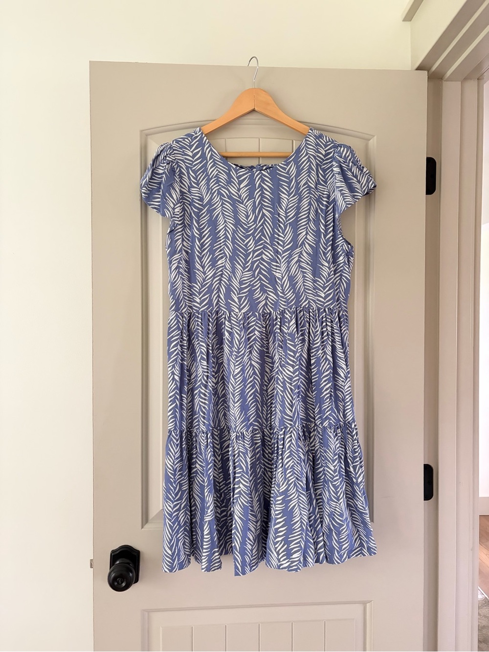 LASCANA for VENUS Blue Palm Leaf Tiered Midi Dress NWT Medium